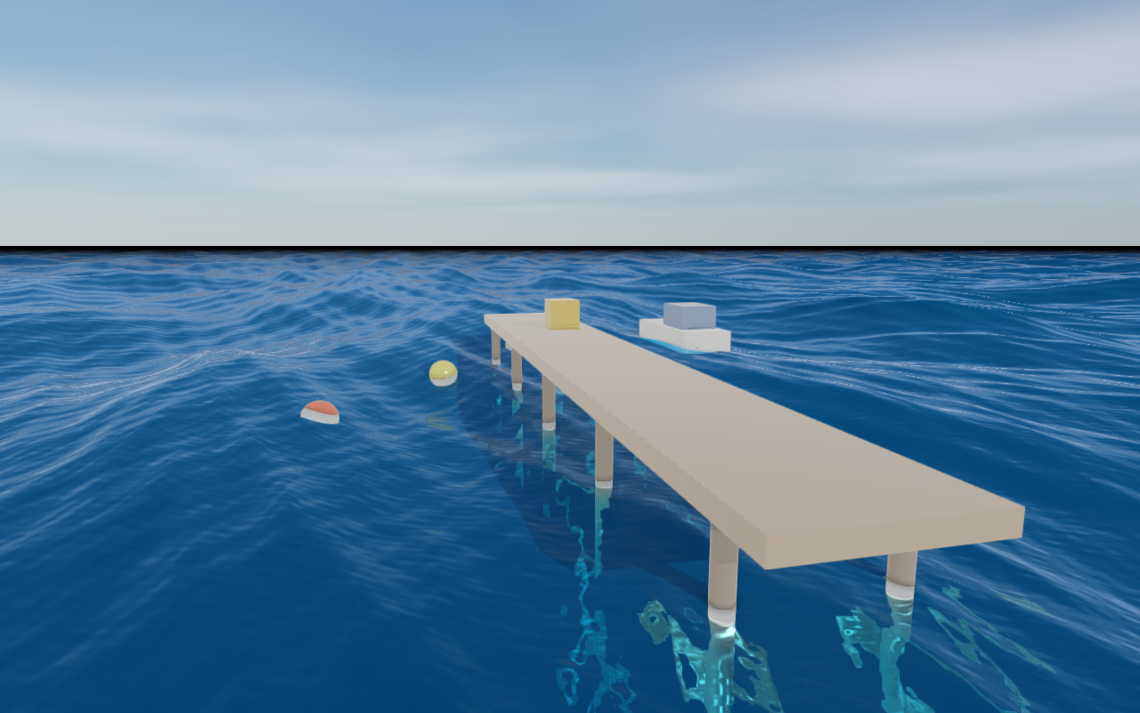 An ocean around a pier at Ultra quality