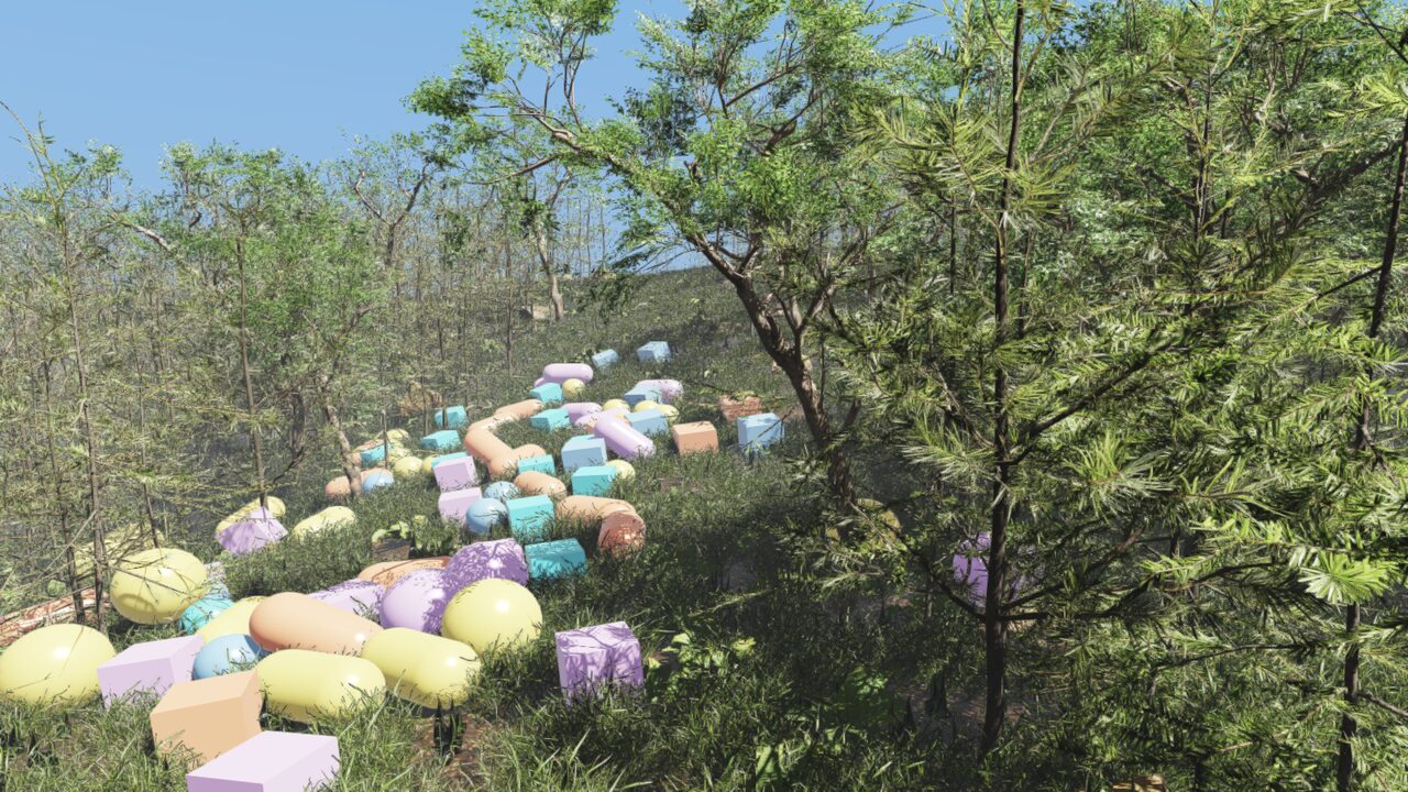 The rayrai TCP viewer showing a forest scene